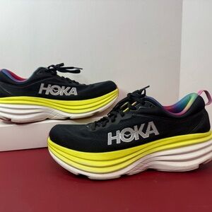 Hoka One One Bondi 8  BCGL Black Citrus Glow Running Shoes Women's  Size 9B